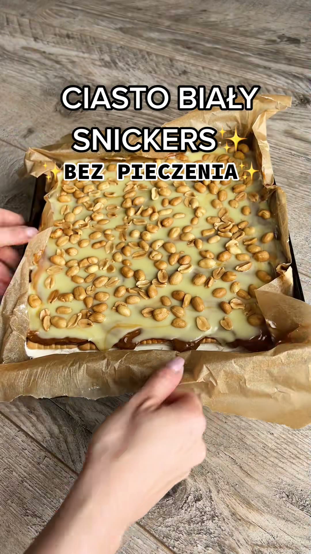Zdjęcie poglądowe dla Ciasto Biały Snickers Bez Pieczenia
