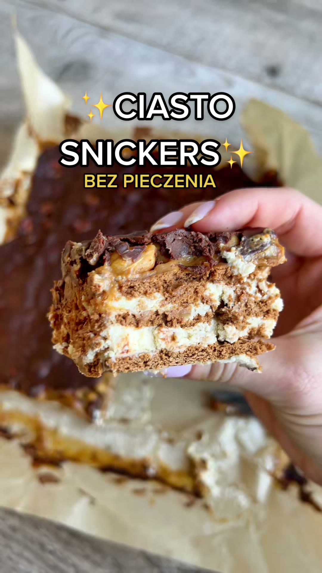 Zdjęcie poglądowe dla Ciasto Snickers bez pieczenia